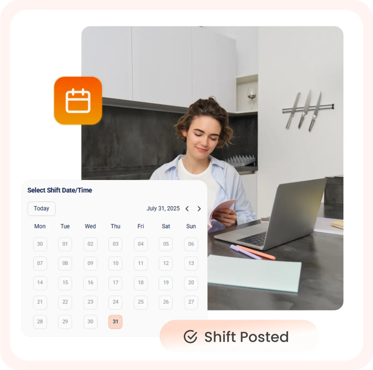 Business dashboard confirming a shift has been posted for a chosen date
